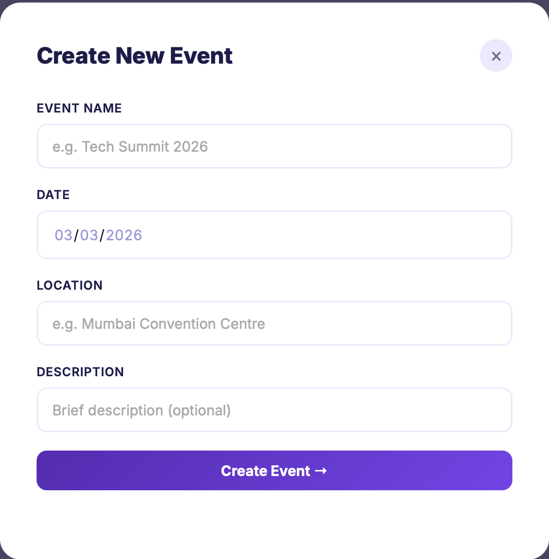 Create event modal