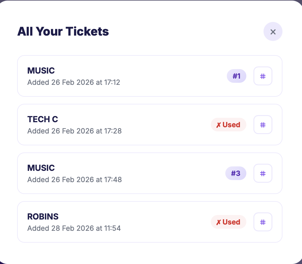 Attendee ticket wallet