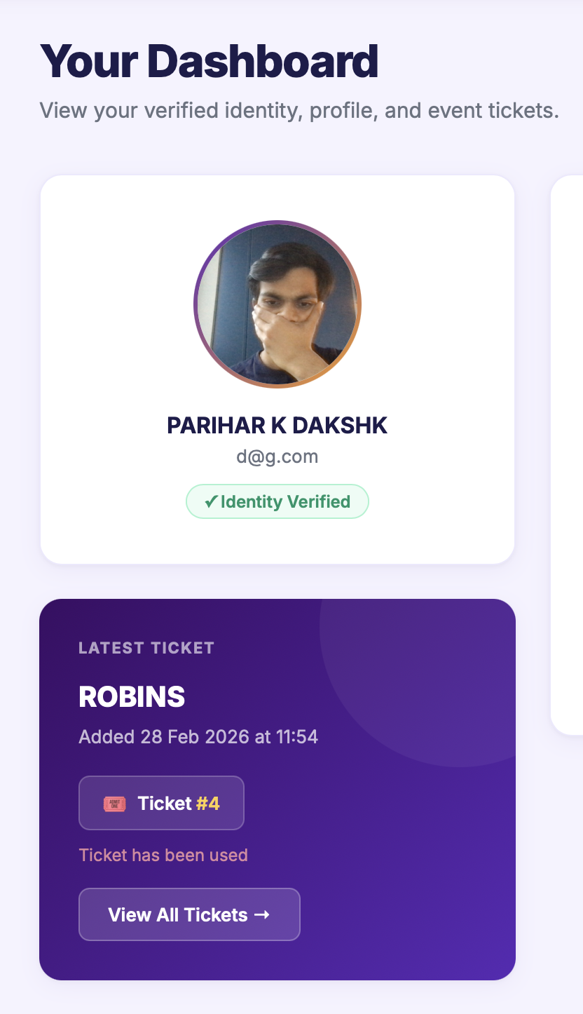 Verified user dashboard with live selfie
